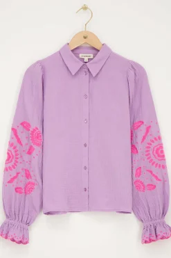 My Jewellery Chemise Lilas Avec Broderie Rose Violet clair New