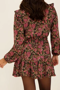 My Jewellery Chemise Noire Avec Imprimé Cachemire Coloré Et Smocks New