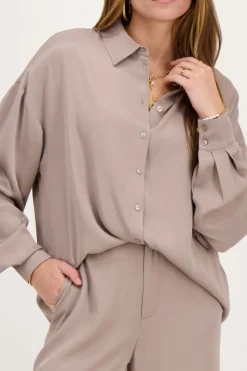 My Jewellery Chemise Oversized En Satin Taupe Discount