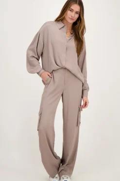 My Jewellery Chemise Oversized En Satin Taupe Discount