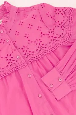 My Jewellery Chemise Avec Broderie Et Col à Volants Rose Hot