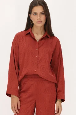 My Jewellery Chemise Rouge Aspect Satiné Jaquard Fashion