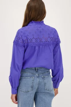 My Jewellery Chemise te Avec Broderie Et Col à Volants Violet Sale