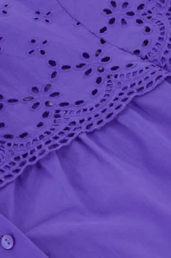 My Jewellery Chemise te Avec Broderie Et Col à Volants Violet Sale