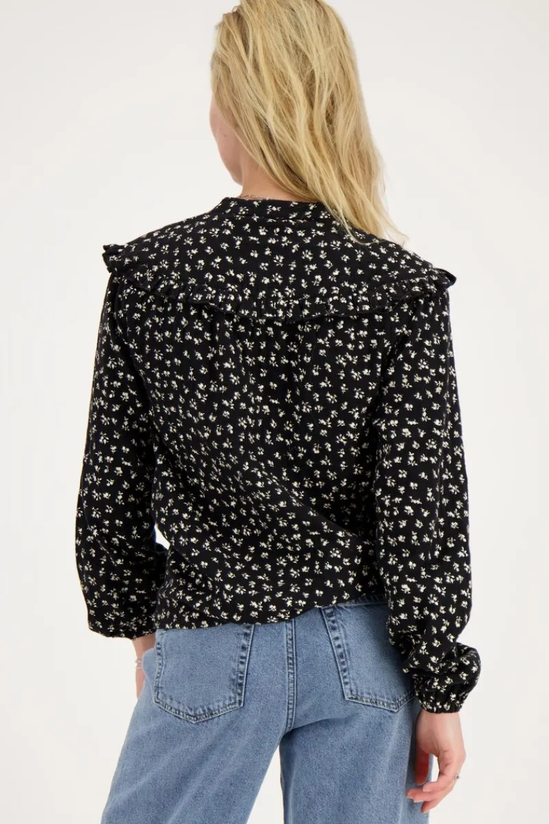 My Jewellery Chemisier Noir Avec Fleurs Et Broderies Sale