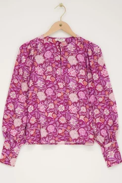My Jewellery Chemisier Violet à Imprimé Floral Rose Rouge/Violet/Rose/Rouge foncé Discount