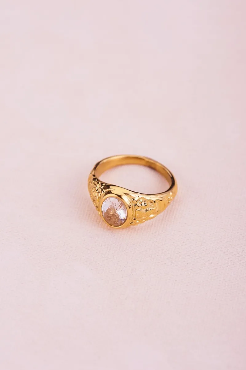 My Jewellery Chevalière Vintage à Cristal Transparent Clearance