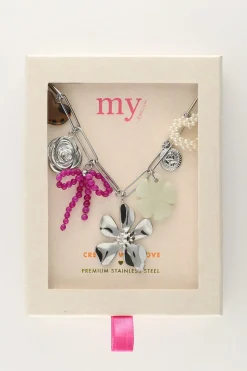 My Jewellery Collier à Charms Avec Lien Et Fleurs Multicolores Fashion