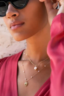 My Jewellery Collier à Charms Coeurs Et Perles Discount