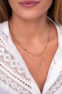 My Jewellery Collier Avec Cœur Et Perles Roses Sale