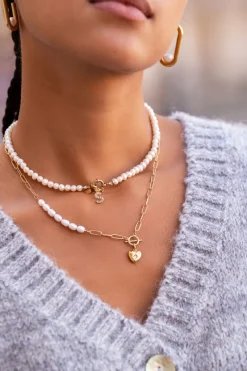 My Jewellery Collier Chaîne à Perles Et Coeurs Clearance