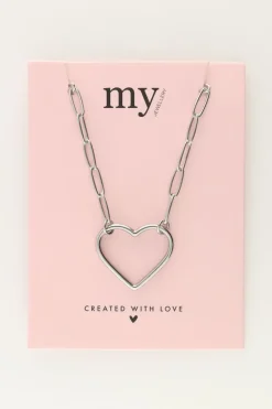 My Jewellery Collier Chaîne Avec Grand Pendentif Cœur Ouvert Sale