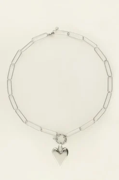 My Jewellery Collier Chaîne Grand Pendentif Coeur Discount