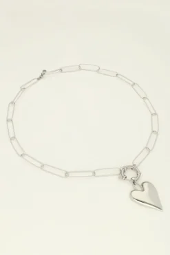 My Jewellery Collier Chaîne Grand Pendentif Coeur Discount