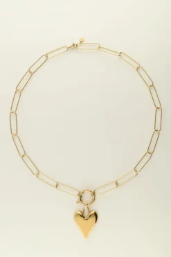 My Jewellery Collier Chaîne Grand Pendentif Coeur Discount