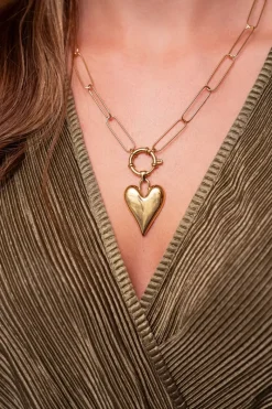 My Jewellery Collier Chaîne Grand Pendentif Coeur Discount
