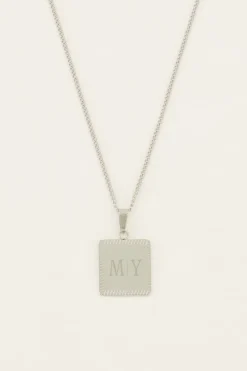 My Jewellery Collier Court Et Médaillon Carré à Graver Atelier Online