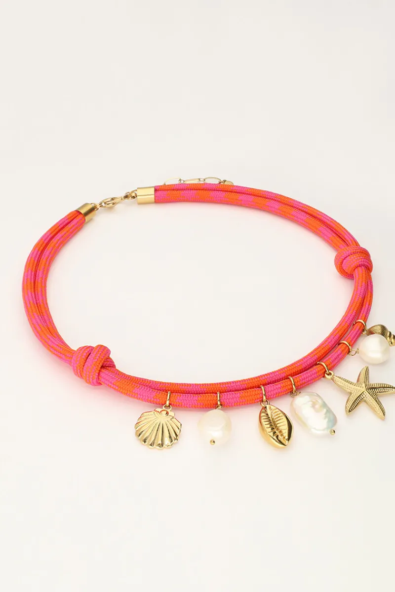My Jewellery Collier De Corde Rose Avec Breloques En Coquillage Clearance