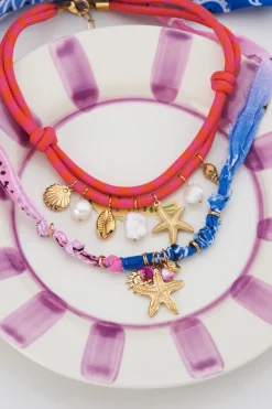 My Jewellery Collier De Corde Rose Avec Breloques En Coquillage Clearance