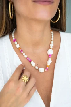 My Jewellery Collier De Perles Avec Perles Roses Et Coquillages Best
