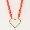 My Jewellery Collier De Perles Orange Avec Cœur Fashion