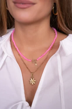 My Jewellery Collier De Perles Roses Avec Fermoir Best
