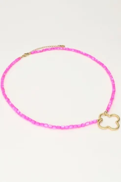 My Jewellery Collier De Perles Roses Avec Trèfle Fashion