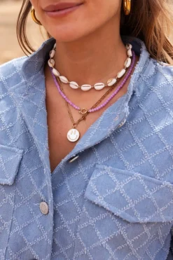 My Jewellery Collier De Perles Violettes Avec Fermoir Clearance