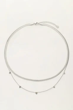 My Jewellery Collier Double Avec Maillons Plats Et Cœurs Online