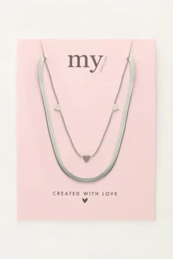 My Jewellery Collier Double Avec Maillons Plats Et Cœurs Online