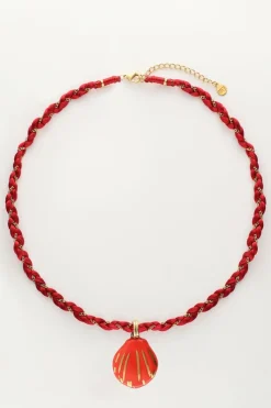 My Jewellery Collier En Cordon Art Tressé Rouge Avec Coquillage Outlet