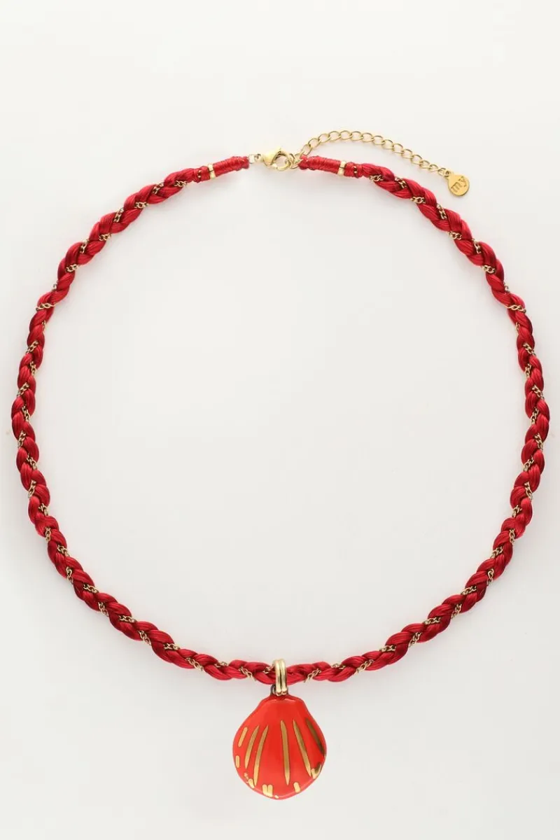 My Jewellery Collier En Cordon Art Tressé Rouge Avec Coquillage Outlet