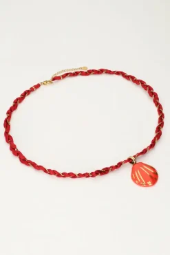 My Jewellery Collier En Cordon Art Tressé Rouge Avec Coquillage Outlet
