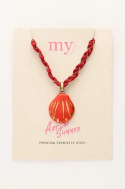 My Jewellery Collier En Cordon Art Tressé Rouge Avec Coquillage Outlet