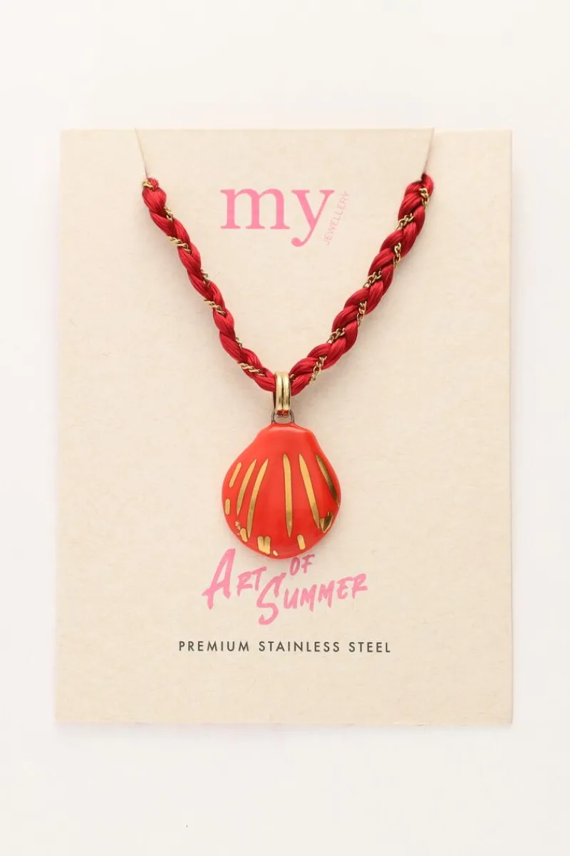 My Jewellery Collier En Cordon Art Tressé Rouge Avec Coquillage Outlet