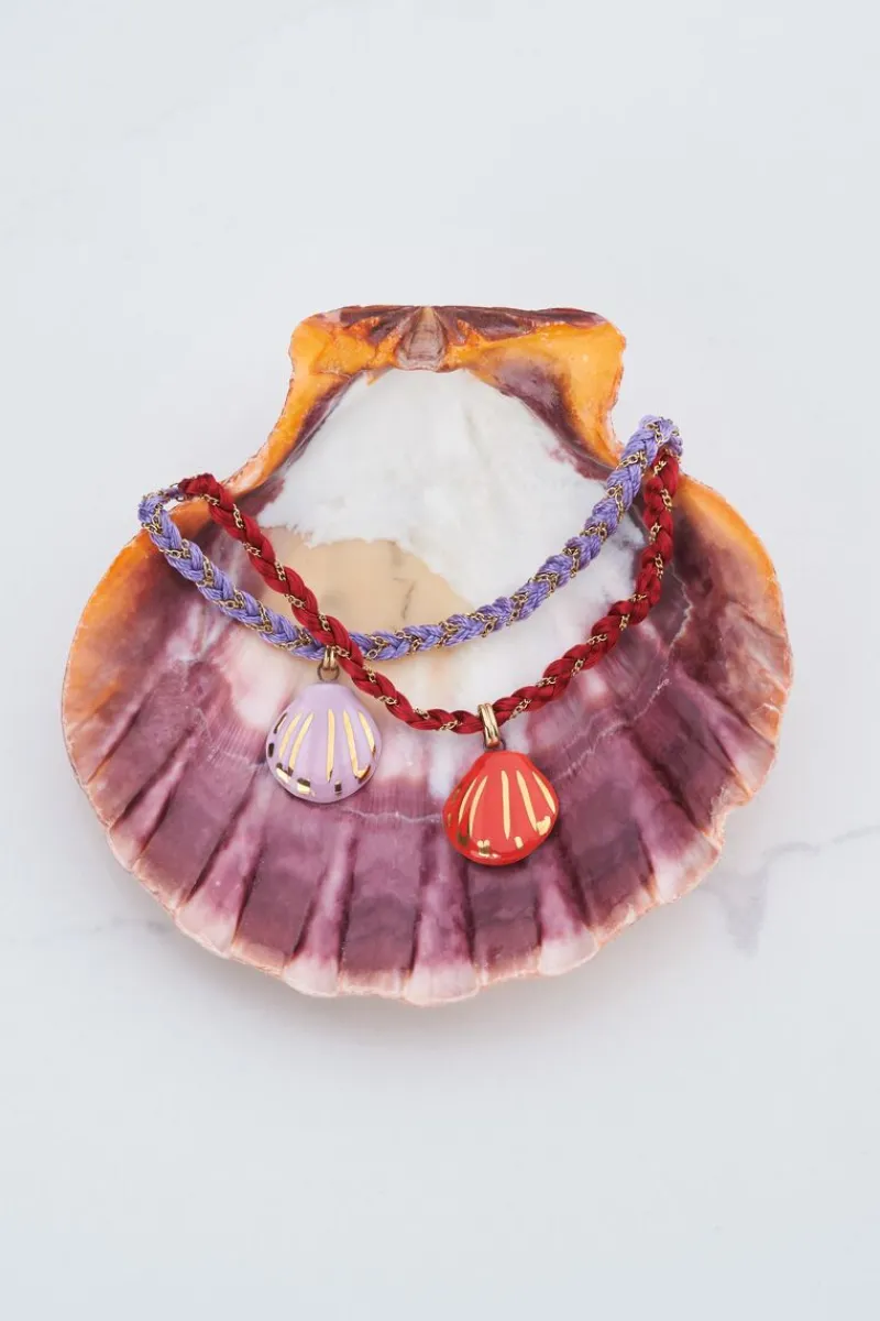 My Jewellery Collier En Cordon Art Tressé Rouge Avec Coquillage Outlet