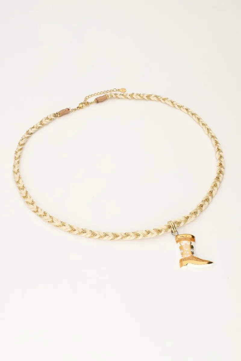 My Jewellery Collier En Cordon Blanc Avec Botte Western New