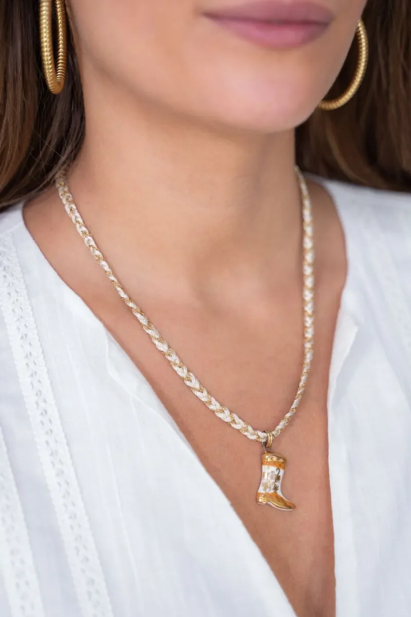 My Jewellery Collier En Cordon Blanc Avec Botte Western New