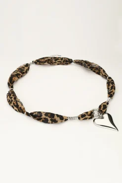My Jewellery Collier En Cordon Imprimé Léopard Avec Cœur Hot