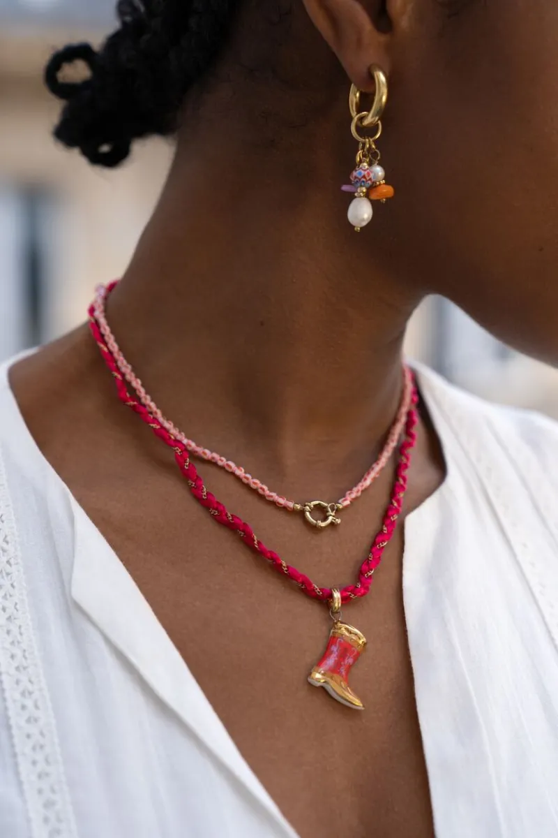 My Jewellery Collier En Cordon Rose Avec Botte Western Best
