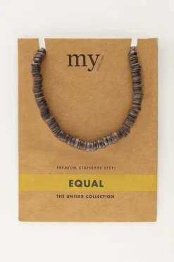 My Jewellery Collier Equal Avec Des Perles Plates Noires Fashion