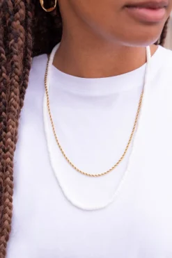 My Jewellery Collier Equal Avec Perles Plates Blanches Sale