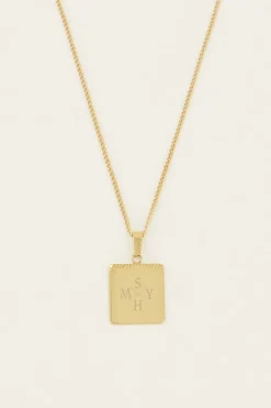 My Jewellery Collier Long Et Médaillon Carré à Graver Atelier Online
