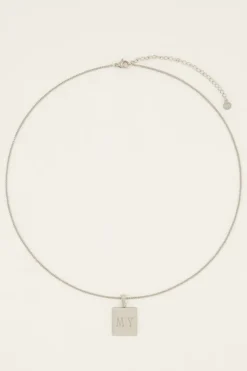 My Jewellery Collier Long Et Médaillon Carré à Graver Atelier Online