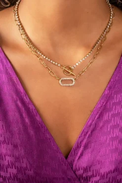 My Jewellery Collier Maille à Pendentif En Strass Discount