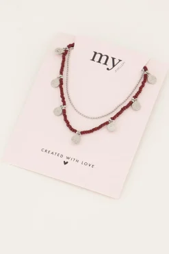 My Jewellery Collier Marron Avec Pièces & Perles Discount