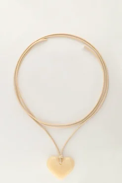 My Jewellery Collier Océan En Corde Avec Coeur Beige New