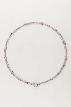 My Jewellery Collier Triple Avec Perles Orange Et Roses Outlet