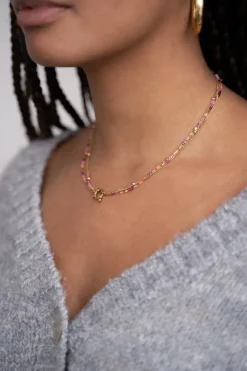 My Jewellery Collier Triple Avec Perles Orange Et Roses Outlet