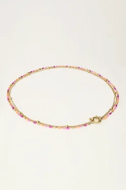 My Jewellery Collier Triple Avec Perles Orange Et Roses Outlet